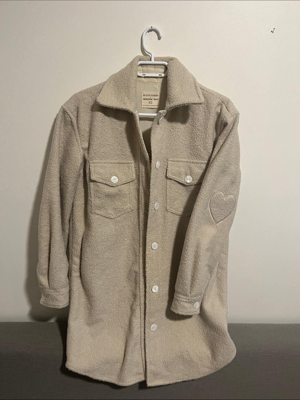 Teddy Shacket Jacket in Beige - Women's Cozy Layer
